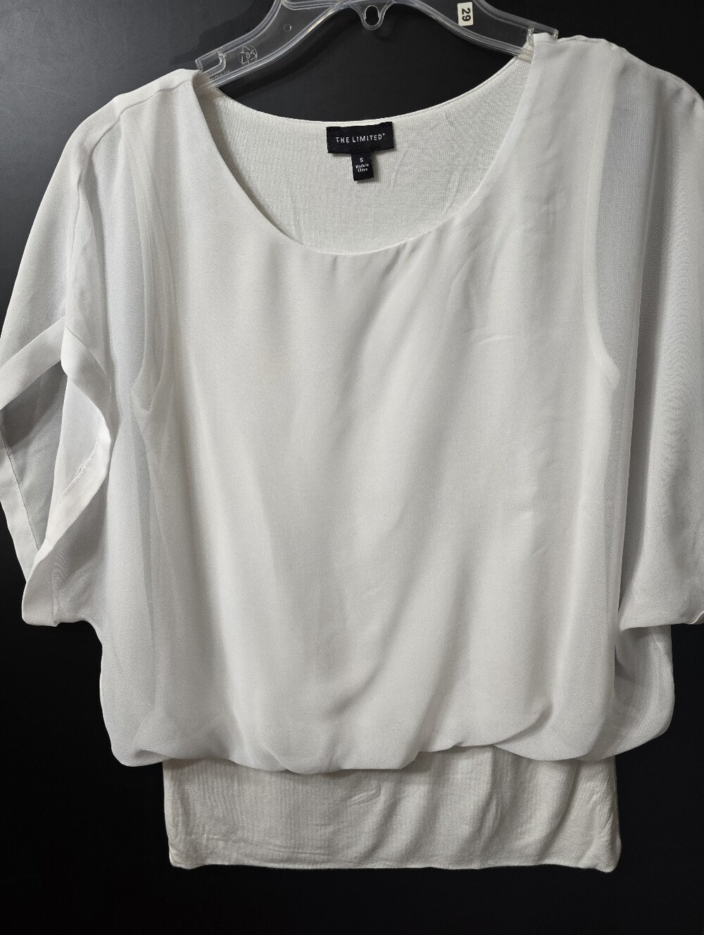 The Limited Women's White Blouson Short Sleeve Top